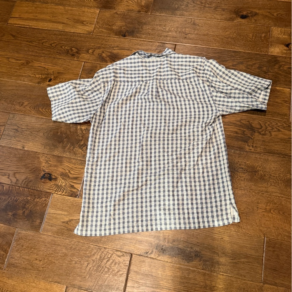 Tommy Bahama Blue and White Checkered Casual Button Down Shirt - Picture 3 of 5